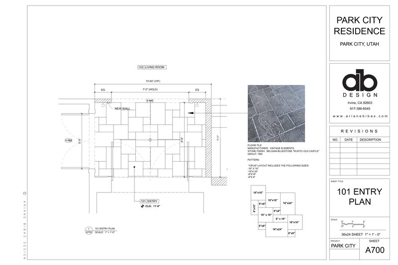 Construction drawing sheet A-700, Entry Plan · Stone Floor Pattern, from Ariane's Park City Residence set
