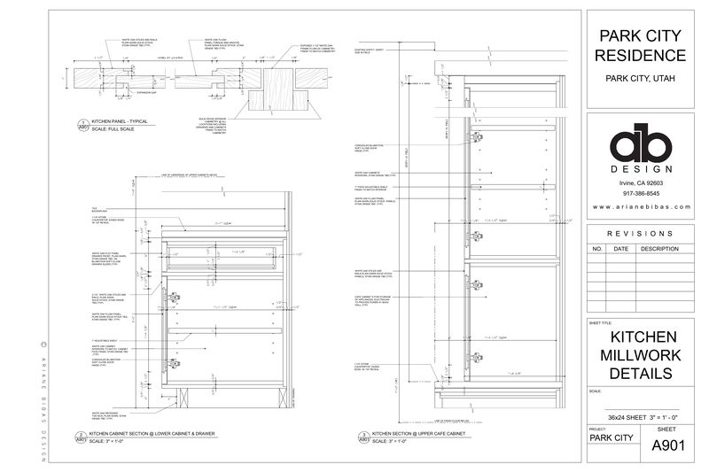 Construction drawing sheet A-901, Kitchen Millwork Details, from Ariane's Park City Residence set